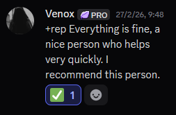Customer vouch from Discord