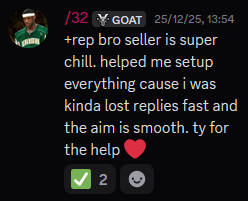 Customer vouch from Discord
