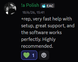 Customer vouch from Discord